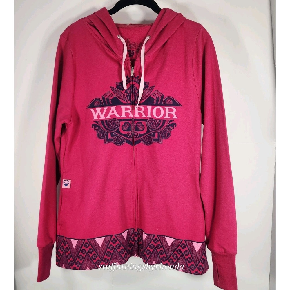 WARRIOR IN PINK Sweatshirt Women's S Pink Hoodie Full Zip Funky/Grudge/Y2K/Retro